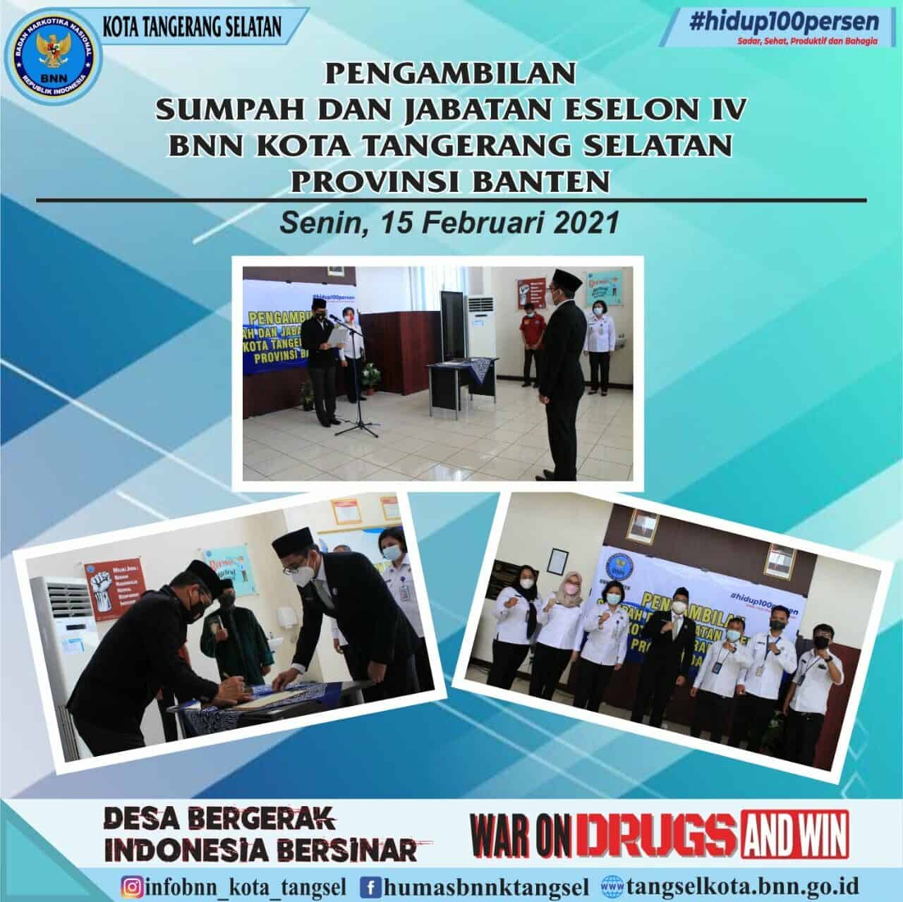 Pengambilan Sumpah dan Jabatan Eselon IV BNN Kota Tangerang Selatan Provinsi Banten