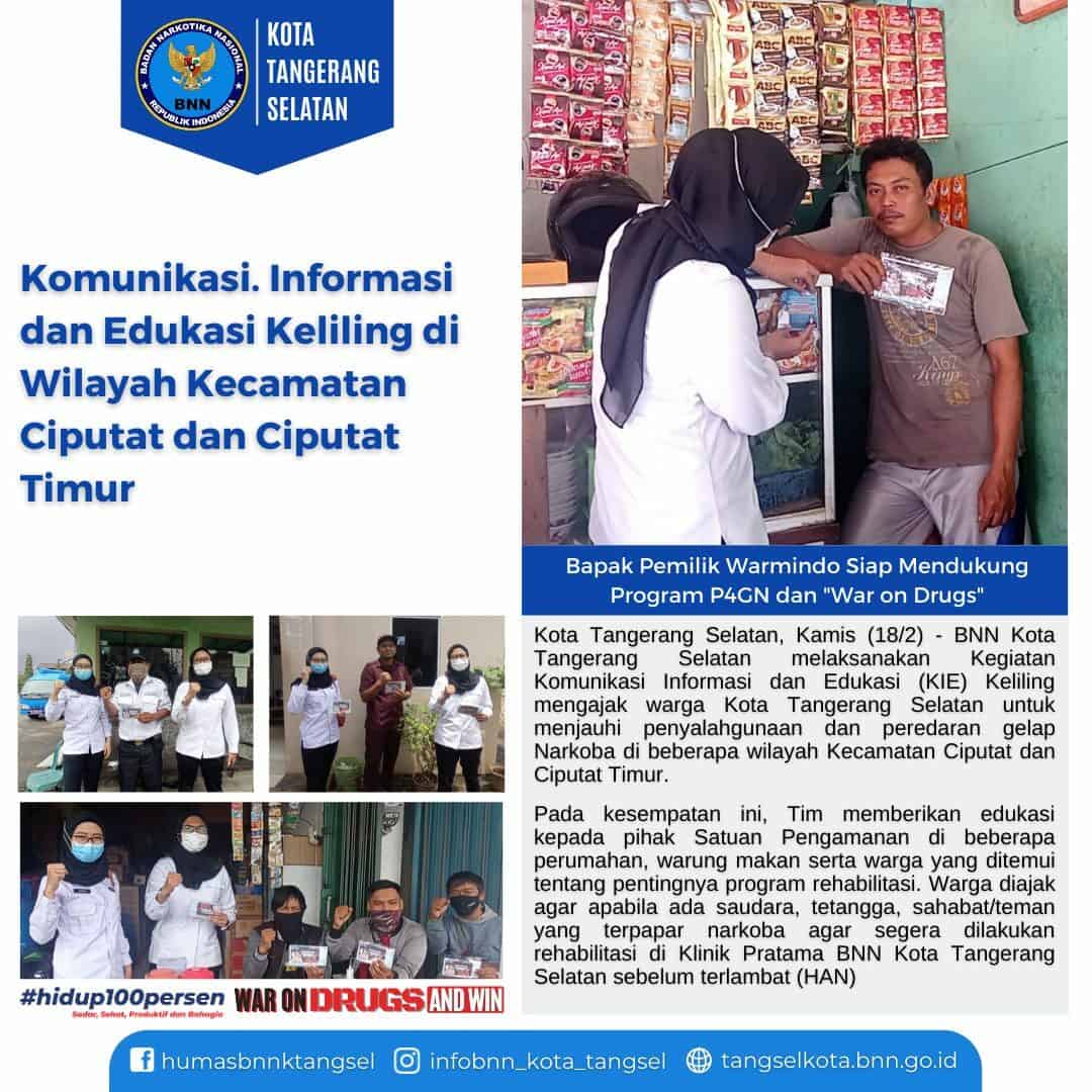 Komunikasi, Informasi dan Edukasi (KIE) P4GN Keliling di Wilayah Kelurahan Sawah Lama, Sawah Baru dan Pondok Ranji